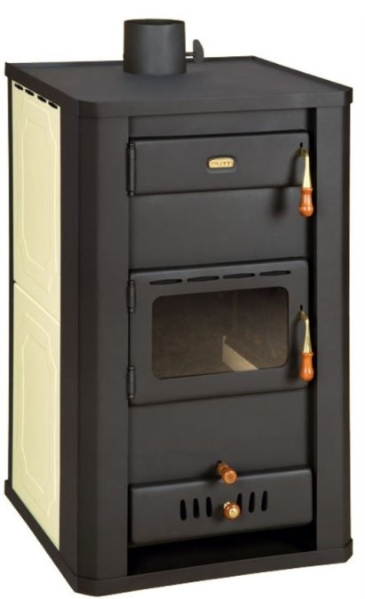 PRITY S3 W21 krbové kachle 21,2kW s výmenníkom, oceľ, čierna/béžová