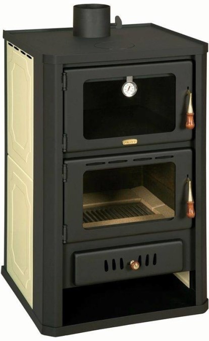 PRITY FG W15 krbové kachle 19,8kW, s výmenníkom a rúrou, oceľ, čierna/béžová