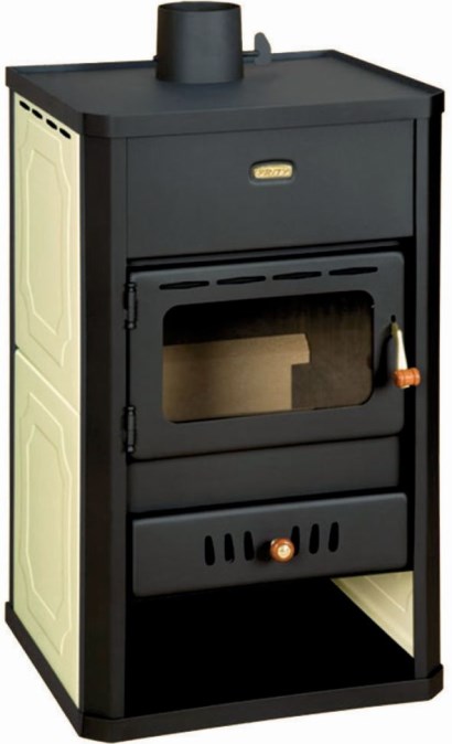 PRITY S1 W10 krbové kachle 13,3kW, s výmenníkom, čierna/béžová