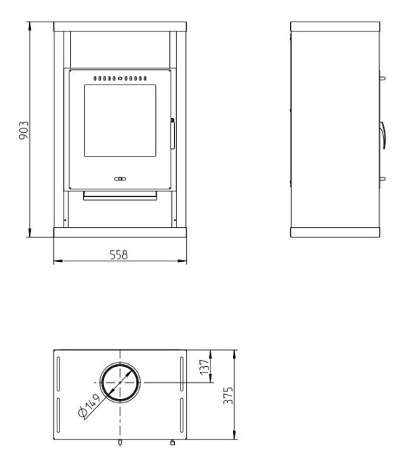 THORMA HÖRBY krbové kachle 7kW, šedá