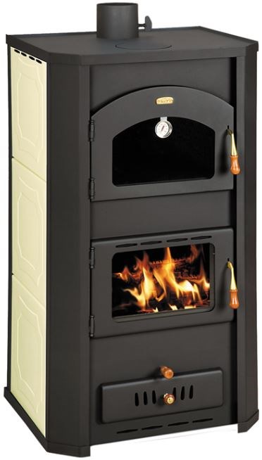 PRITY FG W20 krbové kachle 23,8kW s výmenníkom a rúrou, čierna/béžová