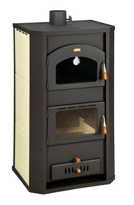 PRITY FG W20 krbové kachle 23,8kW s výmenníkom a rúrou, čierna/béžová