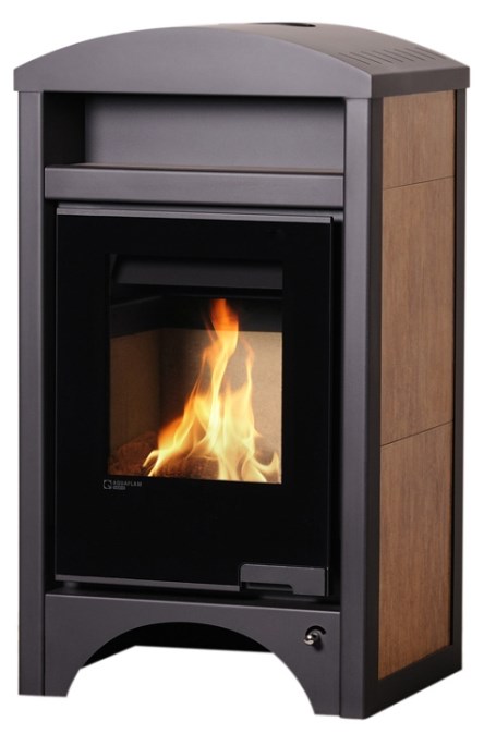 HS FLAMINGO AQUAFLAM VARIO BARMA krbové kachle 11/5kW, s výmenníkom, manuálna regulácia, orech