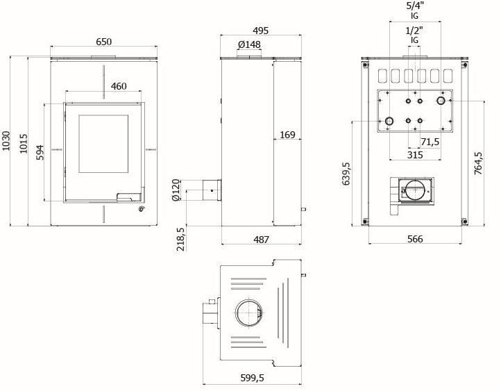 HS FLAMINGO AQUAFLAM VARIO SAPORO krbové kachle 11/7kW, s výmenníkom, manuálna regulácia, zamatovo hnedá