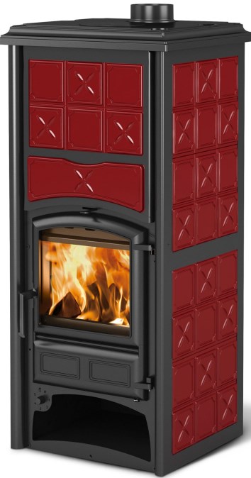 NORDICA LORIET S D.S.A. krbové kachle 16,8kW, s výmenníkom, bordó