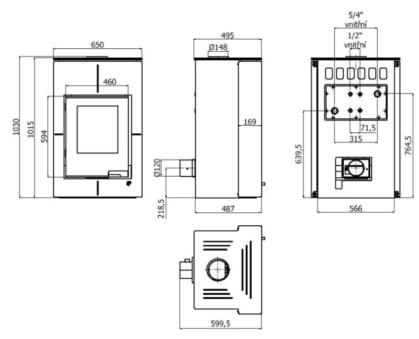 HS FLAMINGO AQUAFLAM VARIO SAPORO krbové kachle 11/7kW, s výmenníkom, manuálna regulácia, šedá