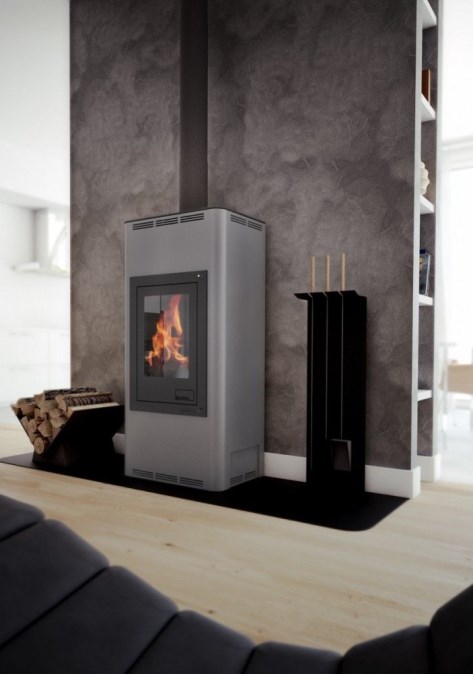 HS FLAMINGO AQUAFLAM 12 krbové kachle 12kW, s výmenníkom, automatická regulácia, šedá