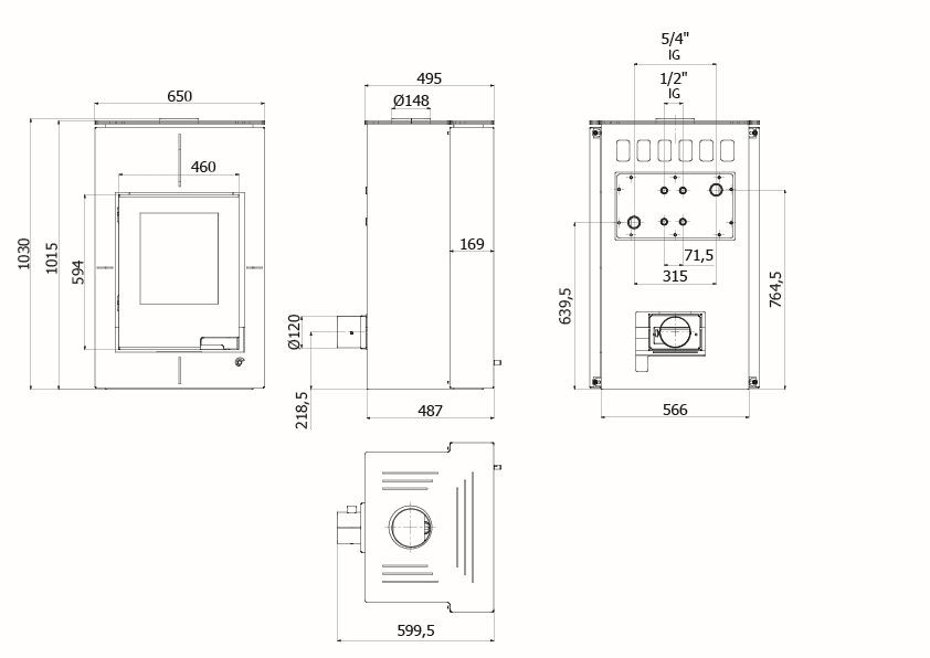 HS FLAMINGO AQUAFLAM VARIO SAPORO krbové kachle 11/7kW, s výmenníkom, elektronická regulácia, zamatovo hnedá