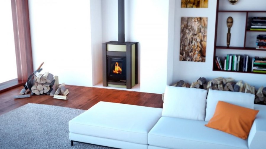HS FLAMINGO AQUAFLAM VARIO KALMAR krbové kachle 11/7kW, s výmenníkom, manuálna regulácia, olivová
