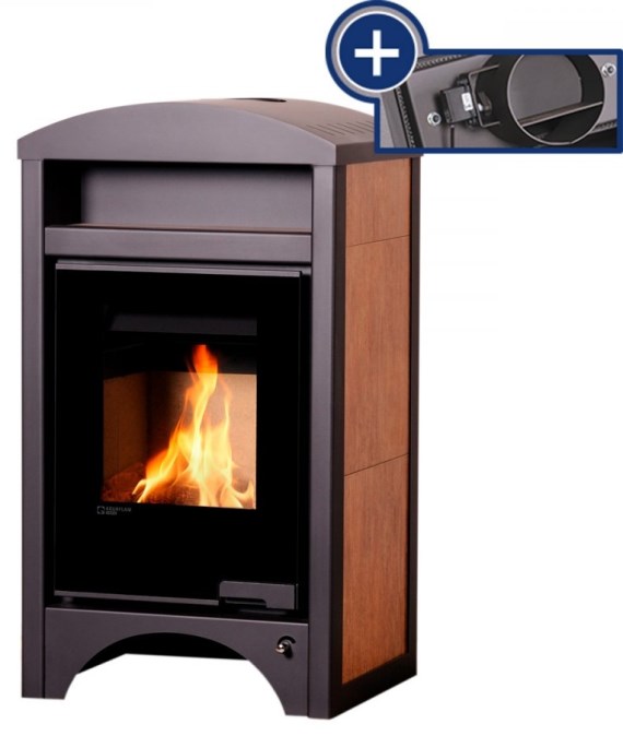 HS FLAMINGO AQUAFLAM VARIO BARMA krbové kachle 11/7kW, s výmenníkom, elektronická regulácia, orech