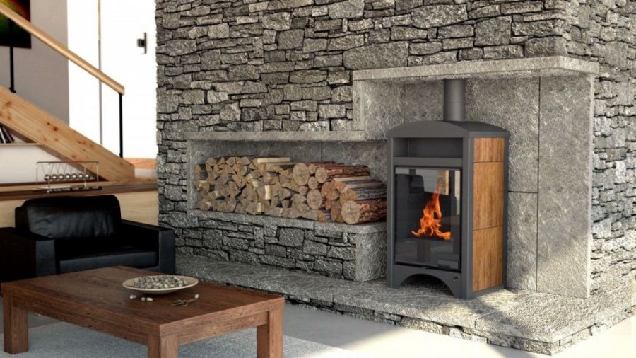 HS FLAMINGO AQUAFLAM VARIO BARMA krbové kachle 11/7kW, s výmenníkom, elektronická regulácia, orech