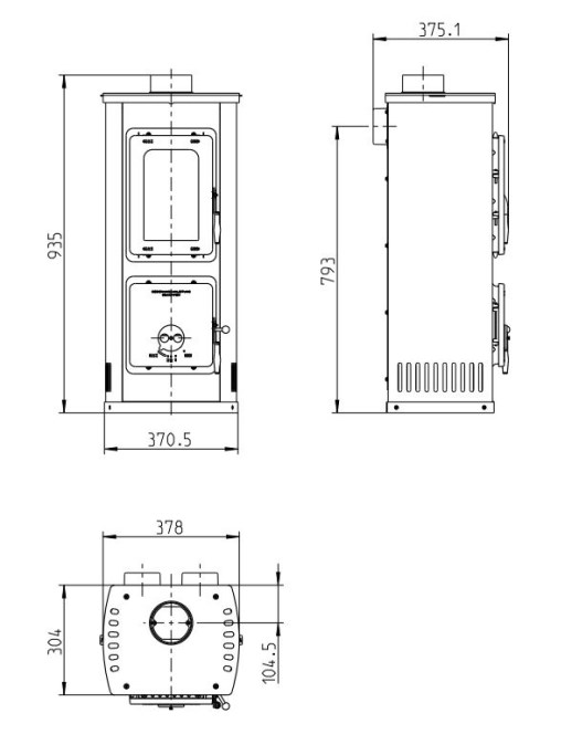 THORMA VERONA B TOP krbové kachle 5kW, čierna