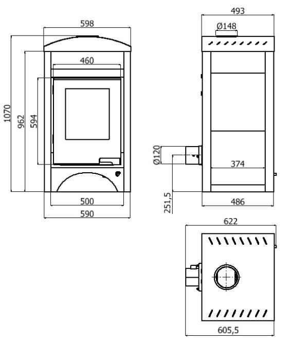 HS FLAMINGO AQUAFLAM VARIO BARMA krbové kachle 11kW, manuálna regulácia, orech