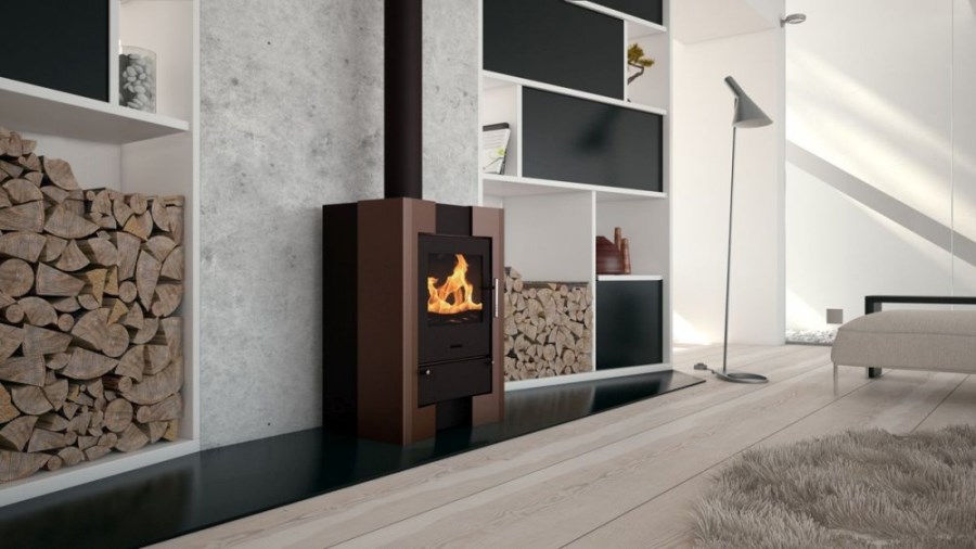 HS FLAMINGO ESPO II krbové kachle 3-12kW, zamatovo hnedá
