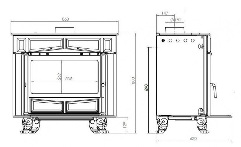 PLAMEN GLAS FRANKLIN krbové kachle 11kW, čierna