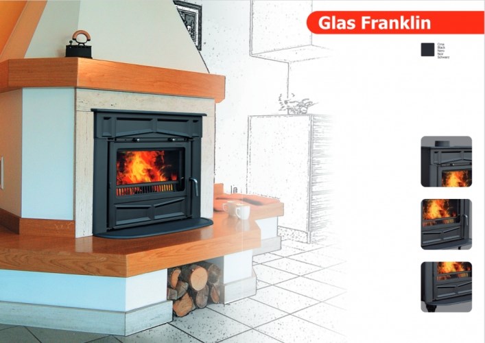 PLAMEN GLAS FRANKLIN krbové kachle 11kW, čierna