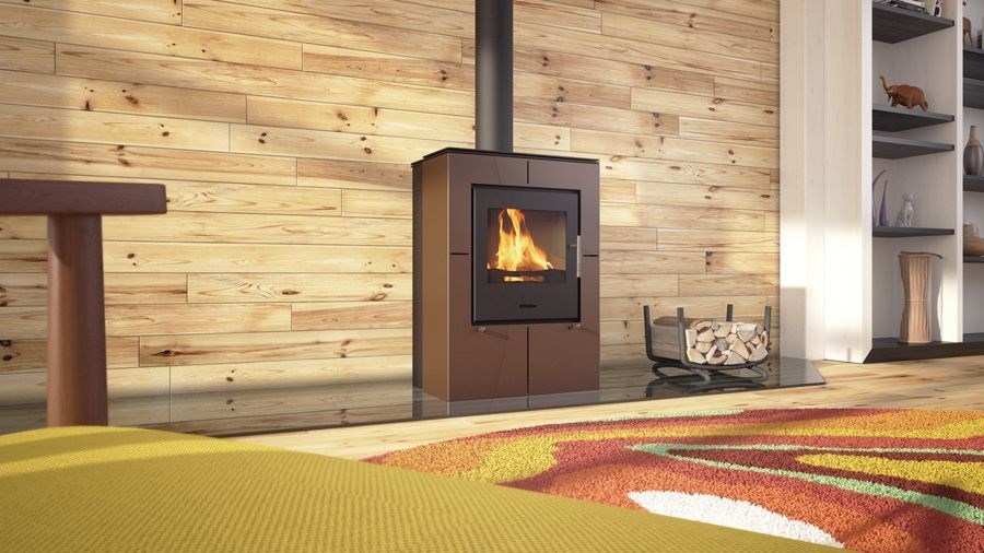 HS FLAMINGO EVENES krbové kachle 3-12kW, zamatovo hnedá
