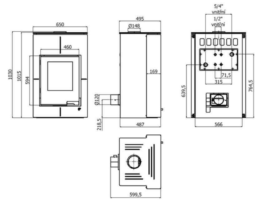 HS FLAMINGO AQUAFLAM VARIO SAPORO krbové kachle 7-15kW, s výmenníkom, manuálna regulácia, červená