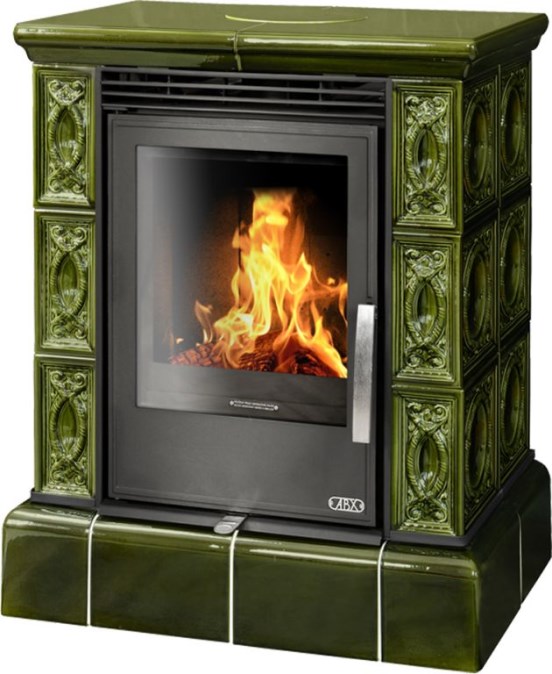 ABX HELVETIA KP kachľová pec 10kW, s výmenníkom, zelená
