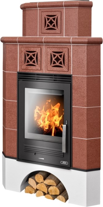 ABX REGINA kachľová pec 3,5-8,5kW, rohová, hnedá