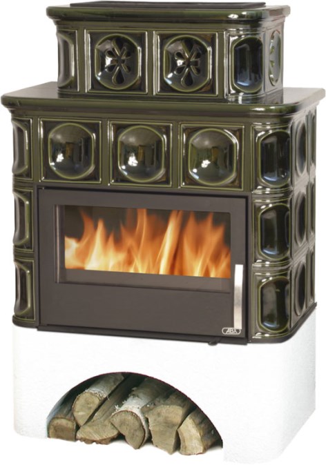 ABX KARELIE P OX kachľová pec 5-12kW, rovný sokel, zelená