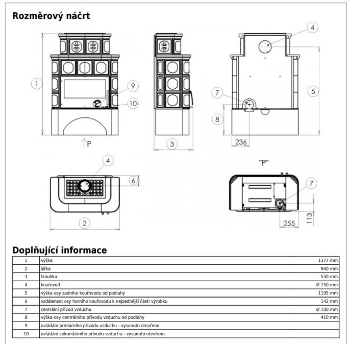 ABX KARELIE P OX kachľová pec 5-12kW, rovný sokel, zelená