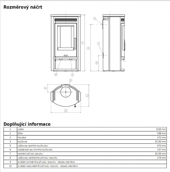 ABX ARKTIS 6 krbové kachle 3,5-8,5kW, šedá