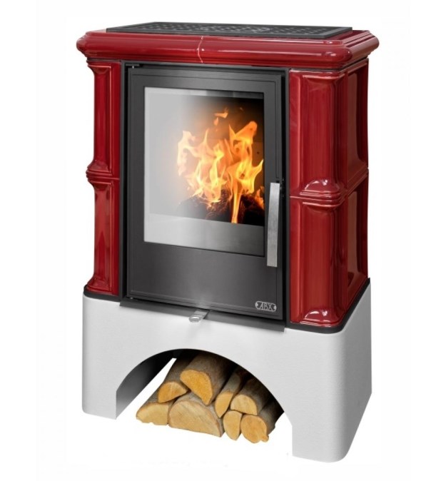 ABX BAVARIA EXKLUSIVE kachľová pec 3,5-9kW, rovný sokel, bordó