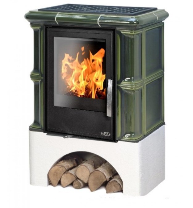 ABX BAVARIA KI kachľová pec 3,5-9kW, rovný sokel, zelená