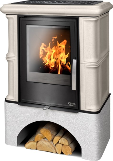 ABX BAVARIA K I kachľová pec 5-12,4kW, s výmenníkom, rovný sokel, ahorn