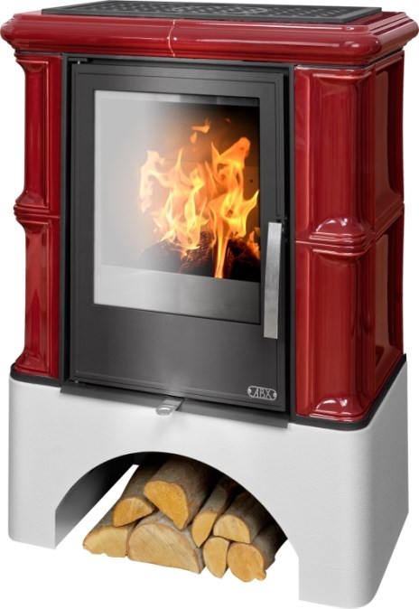 ABX BAVARIA K I kachľová pec 5-12,4kW, s výmenníkom, rovný sokel, bordó