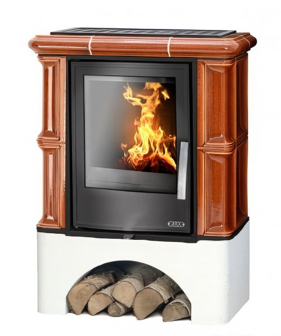 ABX BAVARIA KI kachľové pece 5-12,4kW, s výmenníkom, rovný sokel, gaštan
