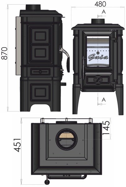 GUČA ARINA 1210 krbové kachle 6,5kW, čierna