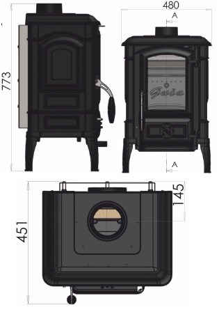 GUČA ARINA 2110 krbové kachle 6,5kW, čierna