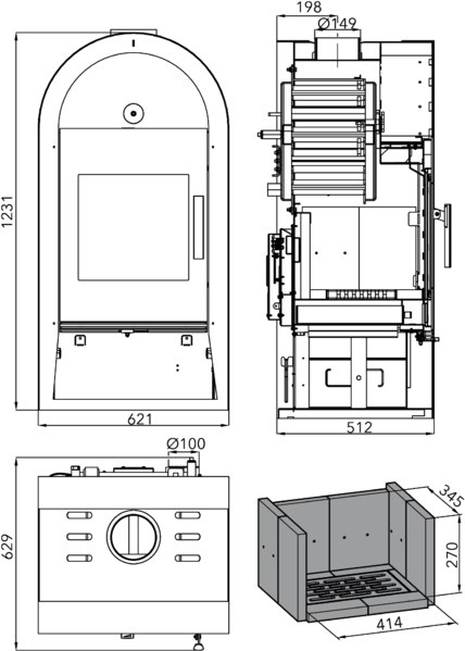 HAAS+SOHN NIVALA krbové kachle 5-15,3kW, s výmenníkom, čierna/béžová