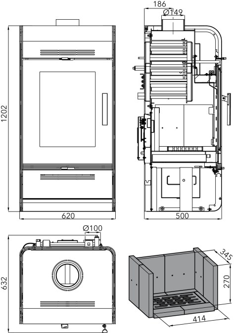 HAAS+SOHN ANDRUS krbové kachle 4,9-14,9kW, s výmenníkom čierna/béžová
