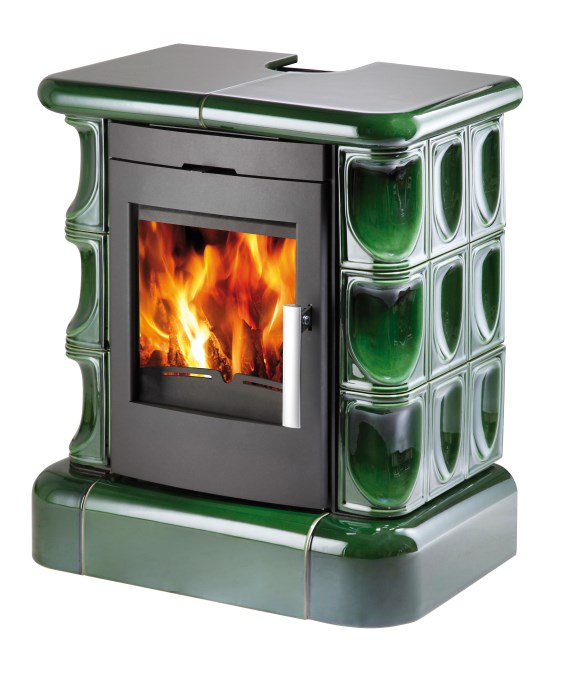 HAAS+SOHN MANTA kachľové pece 2,3-7,2kW, čierna/zelená