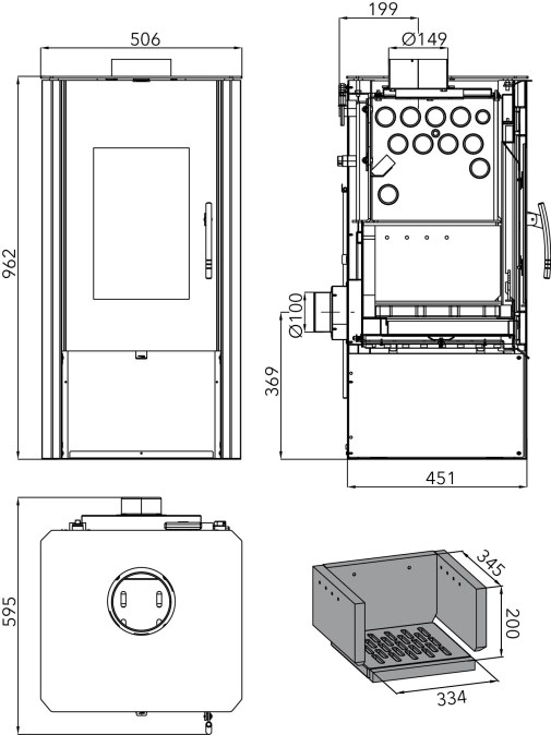 HAAS+SOHN MANTOVA AL II krbové kachle 3,3-10,58kW, s výmenníkom, antracit/strieborná