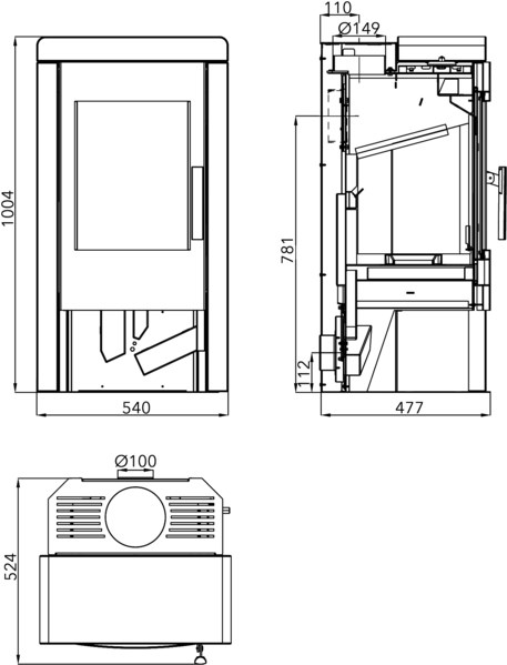 HAAS+SOHN PINEROLO krbové kachle 3-6,4kW, čierna/woodstone prestige