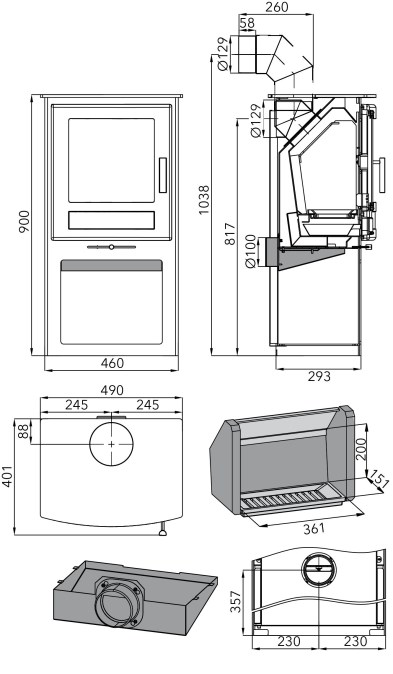 HAAS+SOHN LEVANGER krbové kachle 2,0-6,2kW, čierna