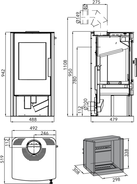 HAAS+SOHN HERBORN II krbové kachle 3,0-6,4kW, čierna