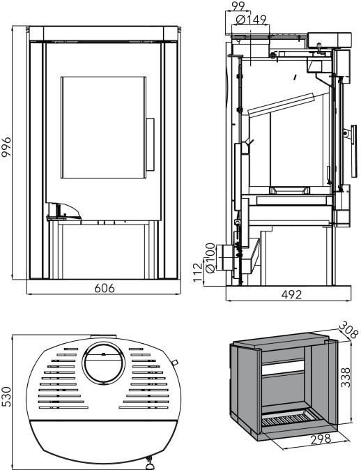 HAAS+SOHN MADEIRA krbové kachle 3-6,4kW, čierna/speckstein