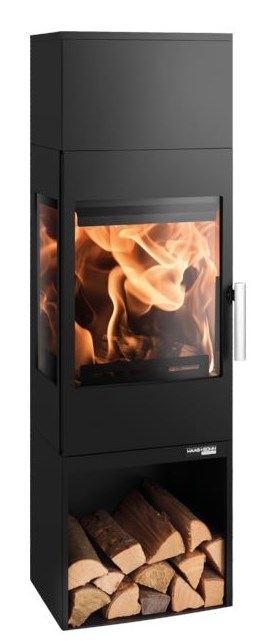HAAS+SOHN SALZBURG EASY krbové kachle 2,4-7,3kW, 3 stranné sklo, úložisko dreva, čierna