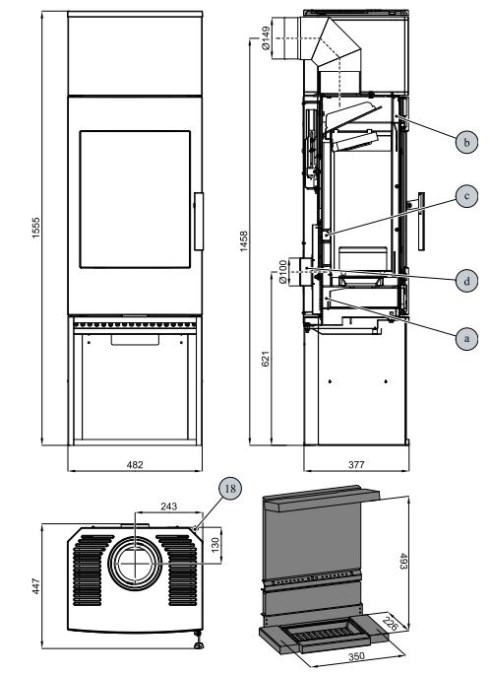 HAAS+SOHN SALZBURG EASY krbové kachle 2,4-7,3kW, 3 stranné sklo, úložisko dreva, čierna