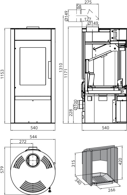 HAAS+SOHN ANTIC krbové kachle 2,9-6,5kW, antracit/biela