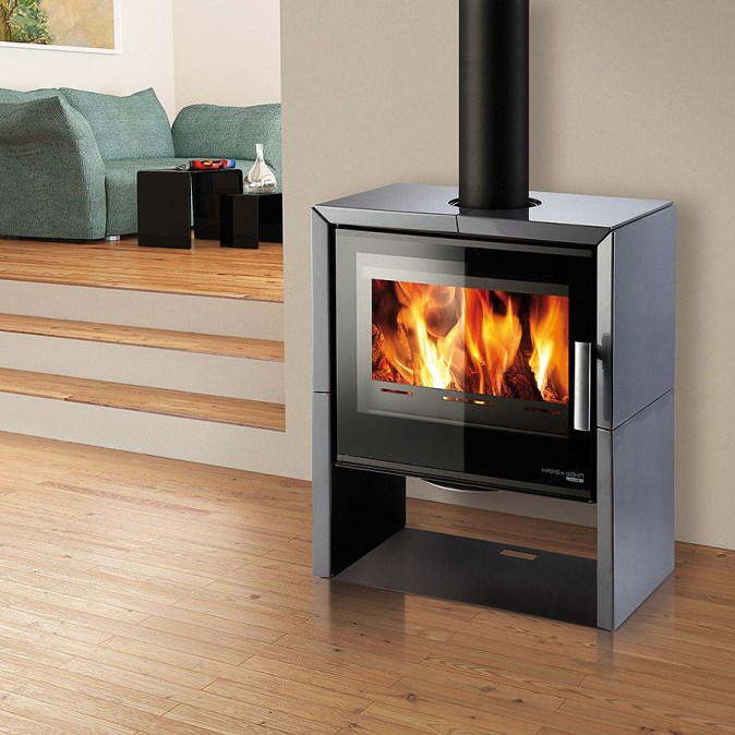 HAAS+SOHN JONSBO kachľová pec 4,1-8,2kW, čierna/šedá
