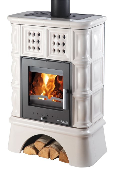 HAAS+SOHN TREVISO II kachľová pec 2,7-8kW, s výmenníkom, čierna/slonová kosť