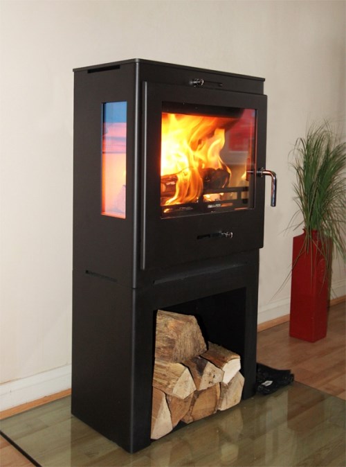 HEDE 1D PANORAMA krbové kachle 5kW, trojstranné sklo, čierna (komplet)