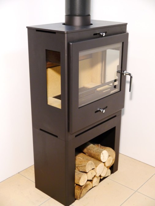 HEDE 1D PANORAMA krbové kachle 5kW, trojstranné sklo, čierna (komplet)