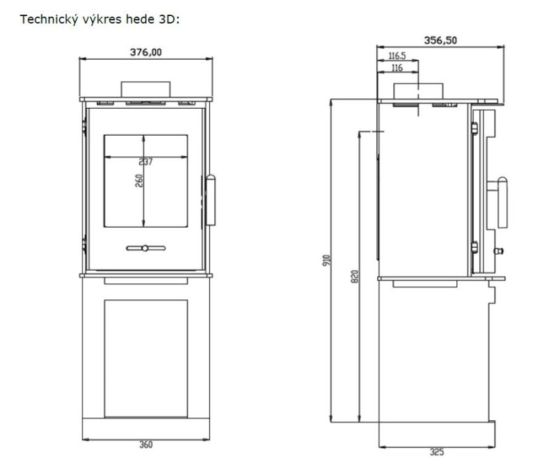 HEDE 3D krbové kachle 4,6kW, čierna (komplet)